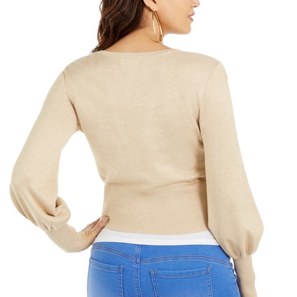 Metallic Rhinestone-Button Sweater - Picture 2 of 3